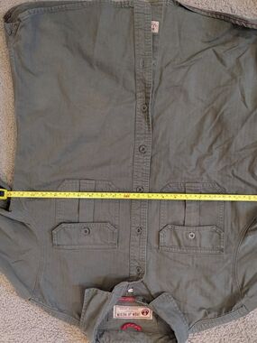 Iron & Resin Olive Utility Button-Up Jacket Large Herringbone